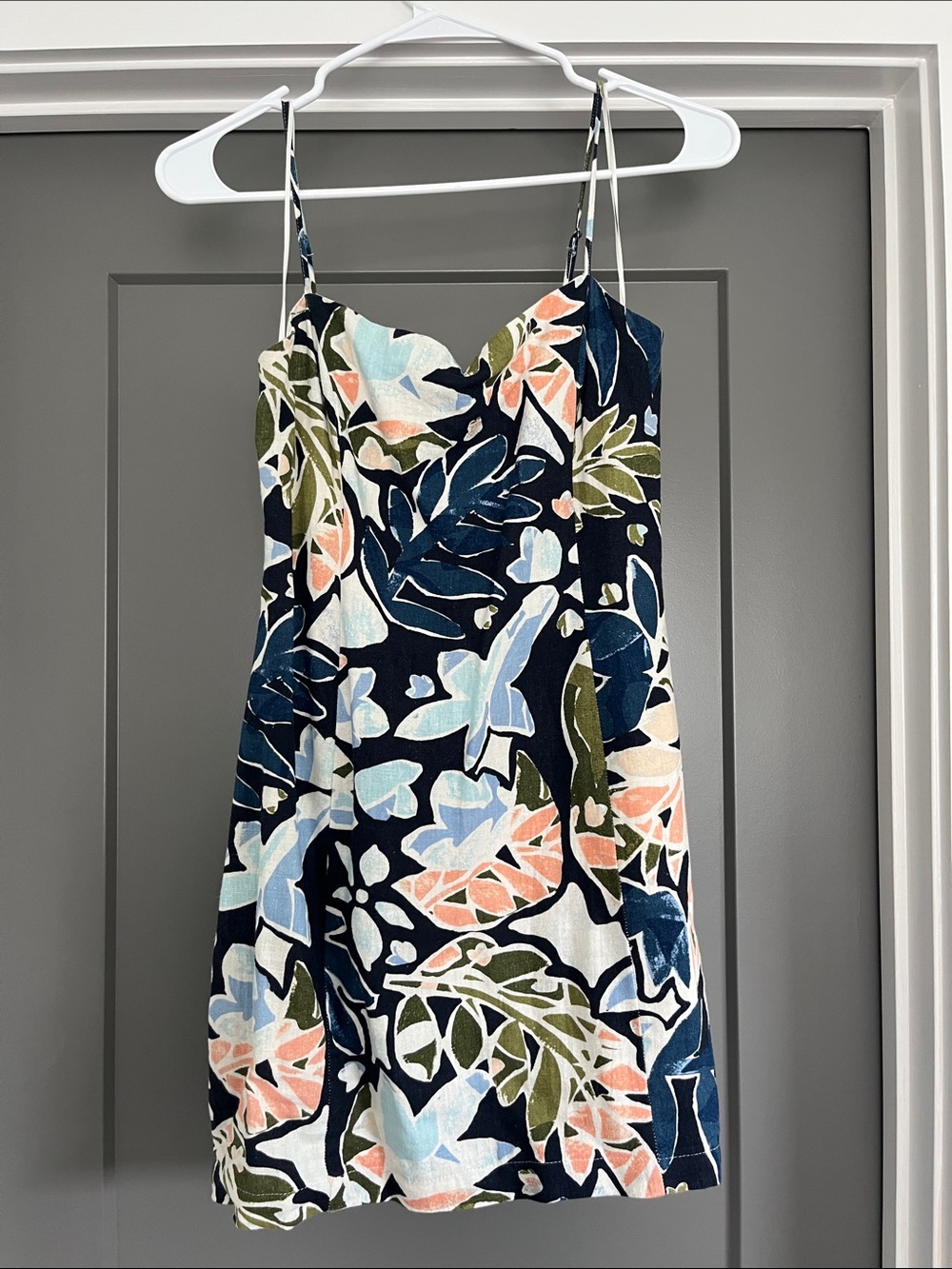 Lush Navy Floral Slip Dress with Blues, Coral & Olive Print